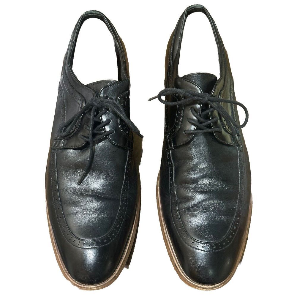 Stacy Adams Men's Dwight Moc Toe Oxford Black Leather Dress Shoes Size 13M EUC
